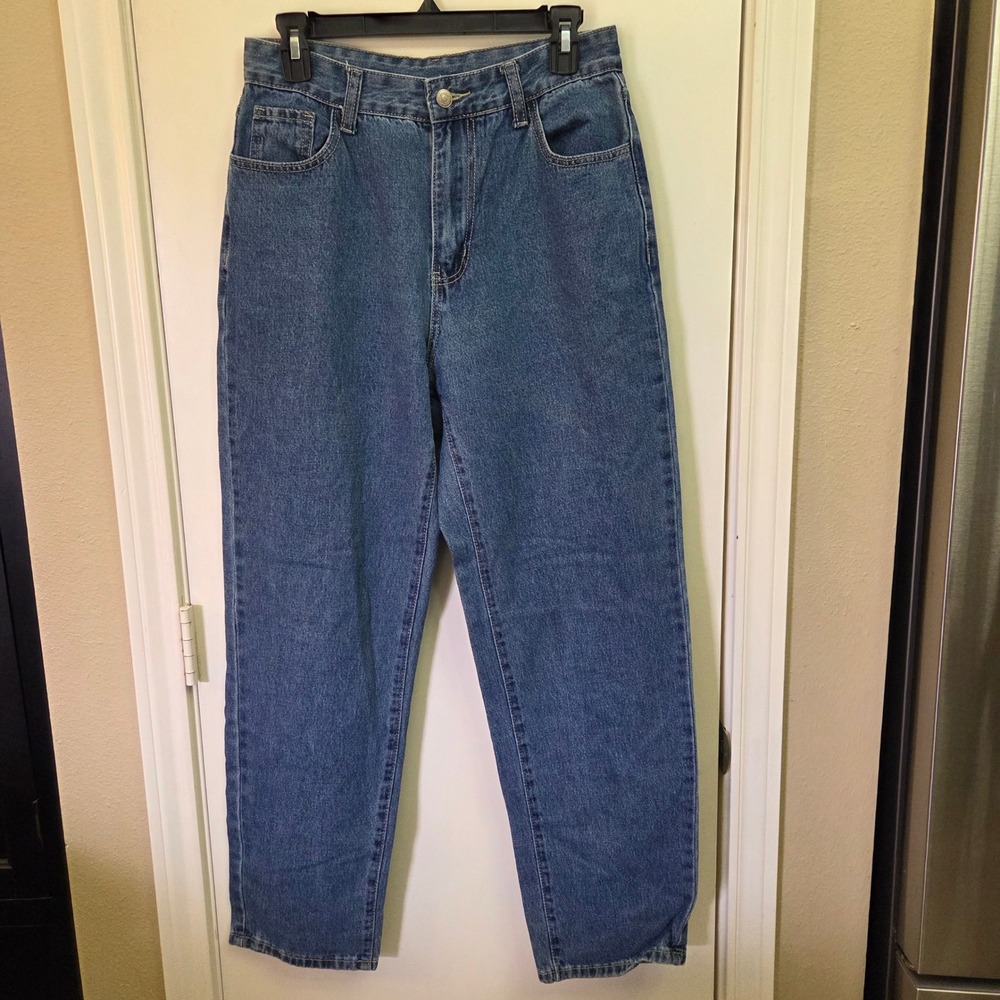SHEIN Medium Wash High Waisted Mom Jeans Blue Denim Size L 8/10 Relaxed Fit